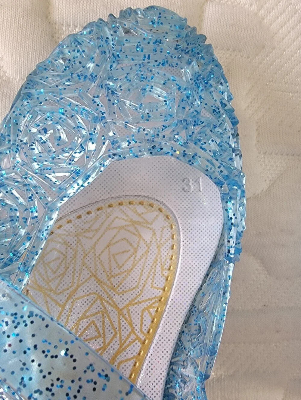 Girls Blue Jelly Mary Jane Shoes Inspired By Elsa Frozen Size 31 US 13C